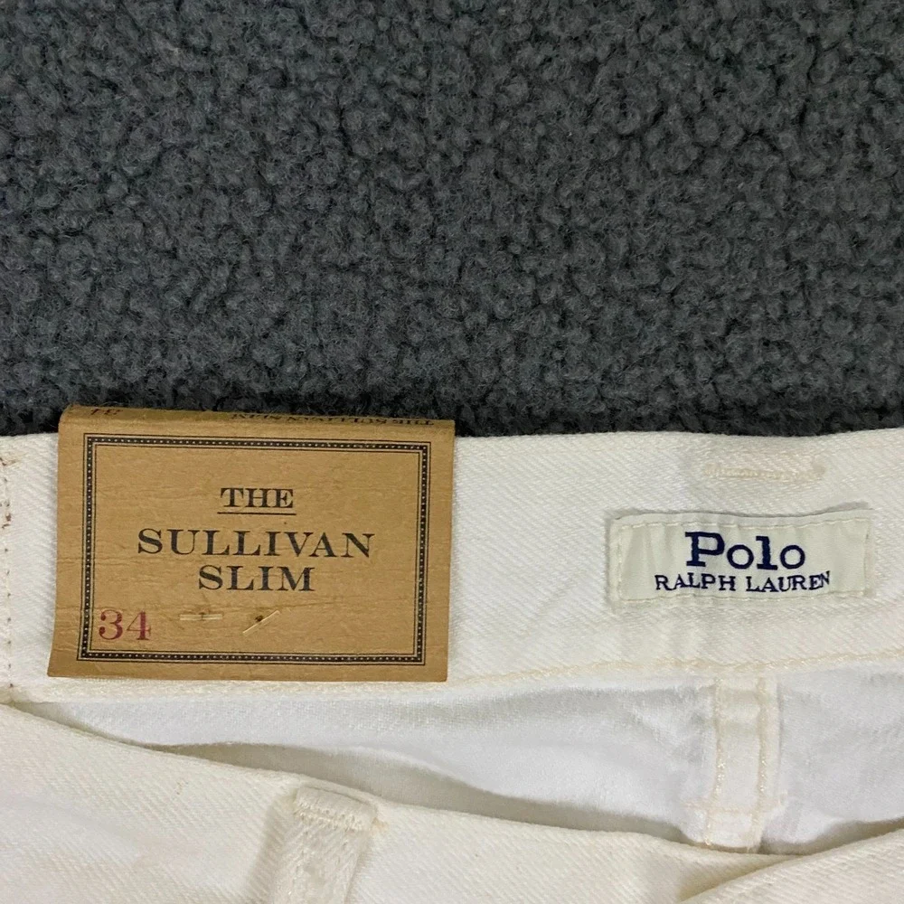 Polo Ralph Lauren Jean Shorts Mens 34 Sullivan Slim Denim Cut Off White 7.5
